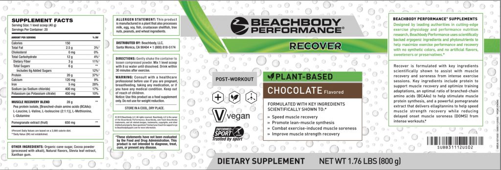 based recover nutrition label USA